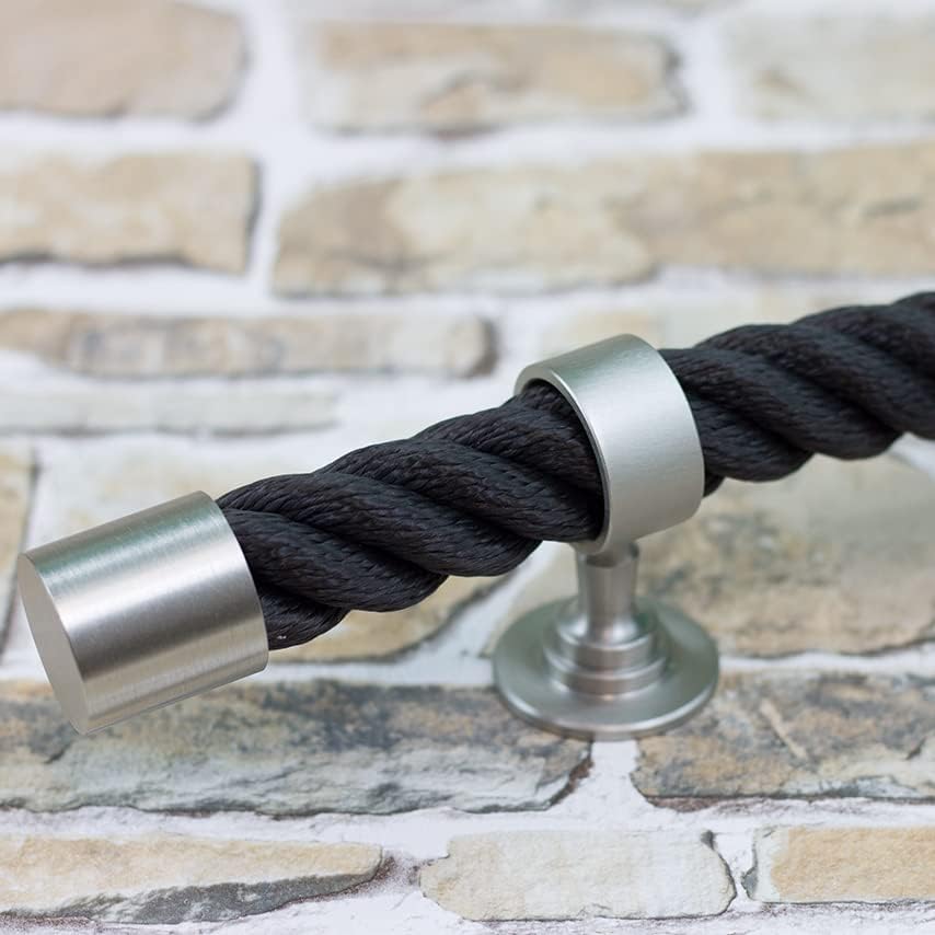 Handlaufseil/Absperrseile - 30mm -Soft Touch - 4fach geschlagen Farbe: schwarz- 5 Meter, 5 Meter
