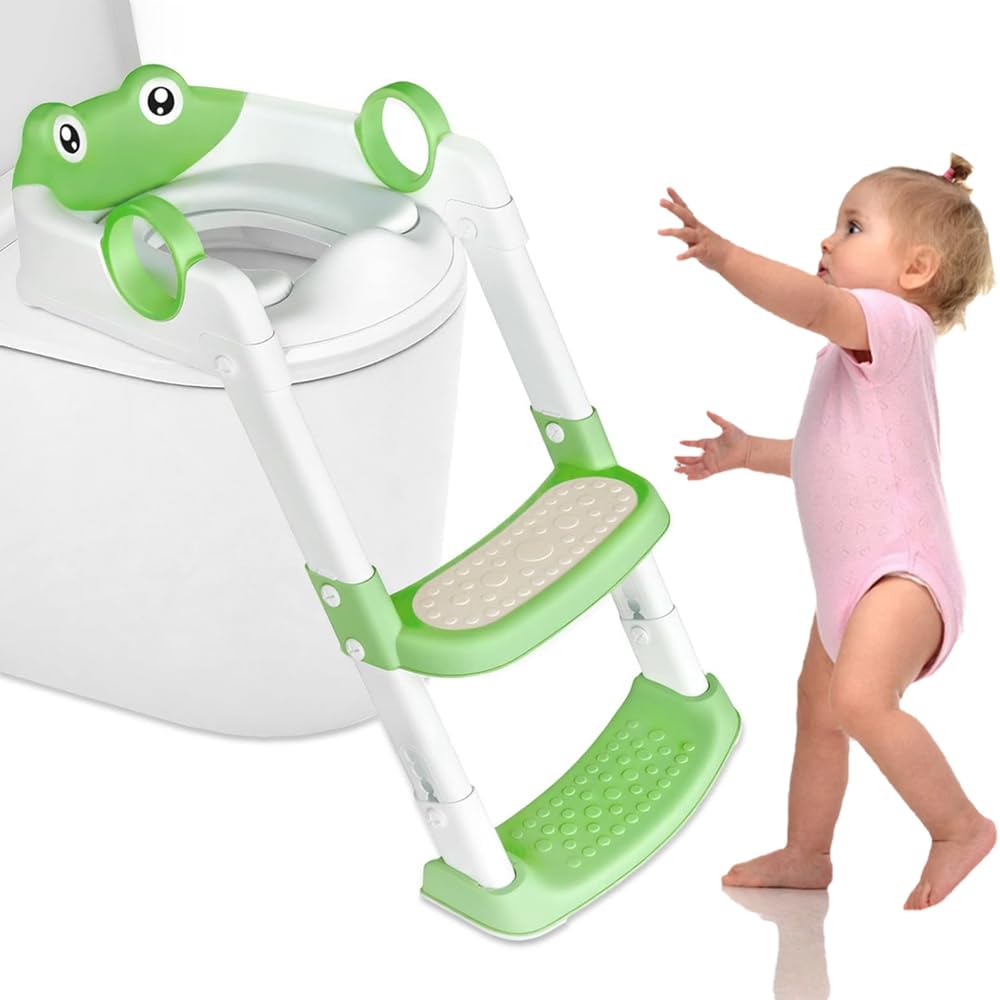 Toilettensitz Kinder mit Treppe, 2-in-1 kinder Toilettensitz mit Treppe, Verstellbar Toilettentraine