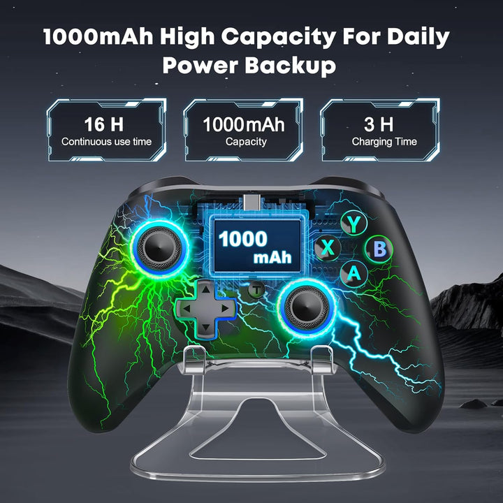 Controller PC, 2.4GHz Wireless PC Controller mit Hall Trigger/Cooles RGB Licht/1000mAh, Gaming Contr