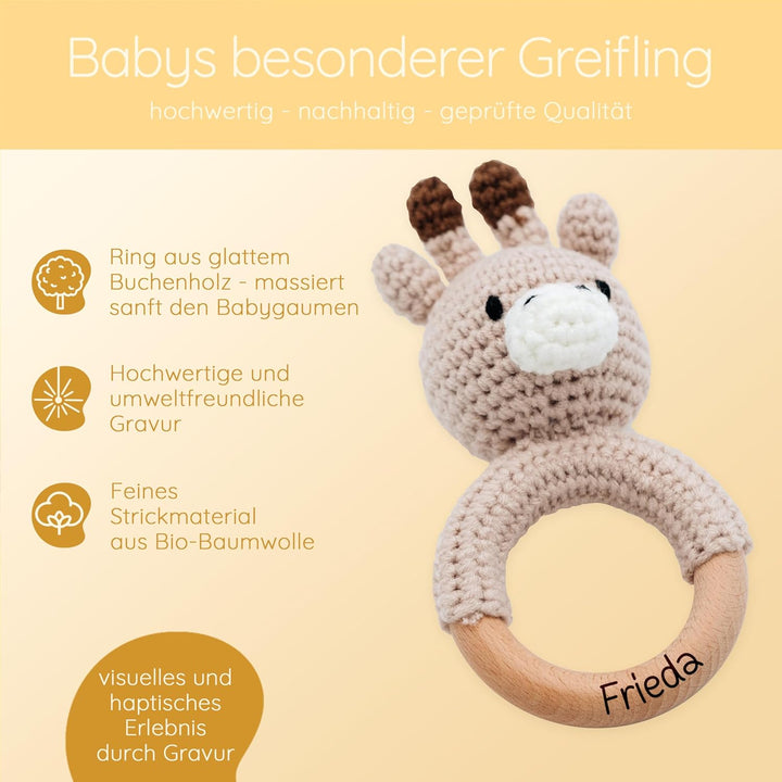 Bärenfreunde® - Personalisierter Beissring Baby - Niedlicher Greifling für Baby's ab 0 Monate - Baby