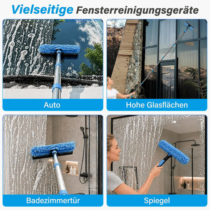 marysgift 2,9 M Teleskop Fensterwischer Abzieher Set, Staubwedel Teleskop,2 in 1 Teleskopstange Fens