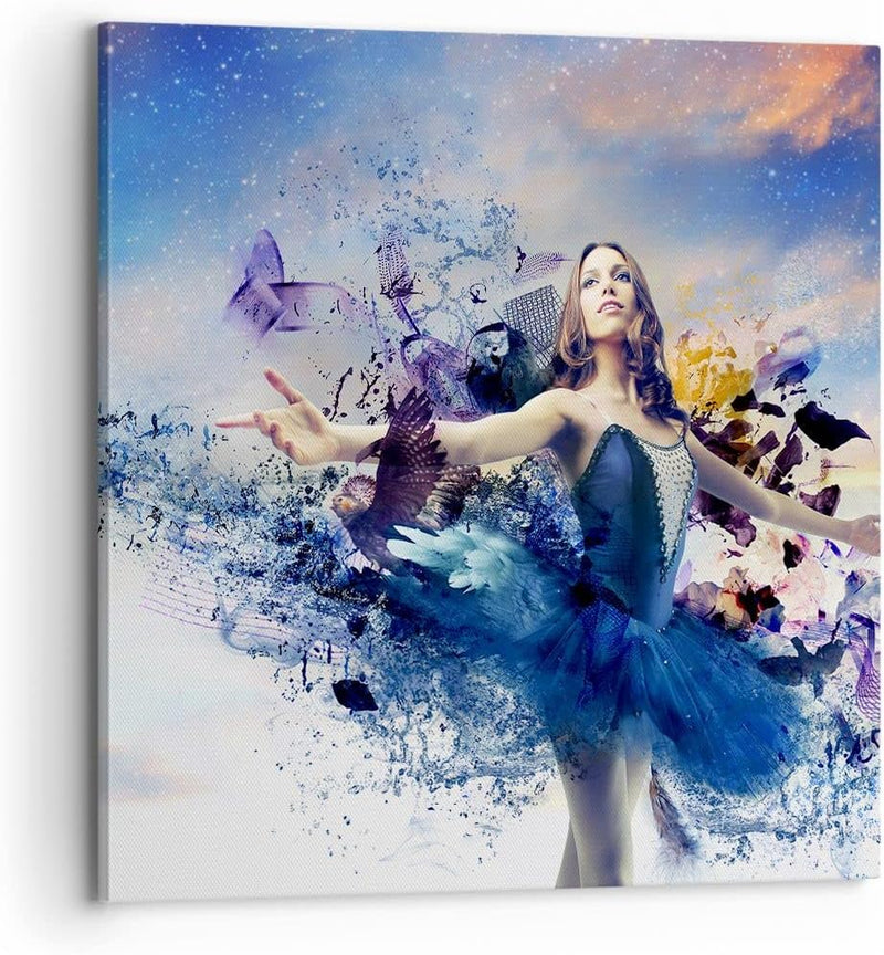 Bilder auf Leinwand 70x70cm Leinwandbild Ballerina Tänzer Tüll Kleid Gross Wanddeko Bild Schlafzimme