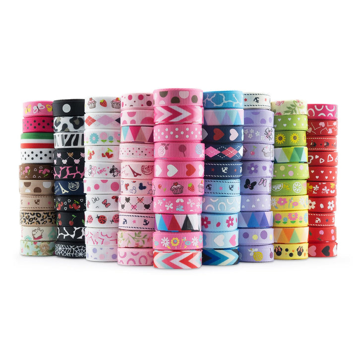 Summer-ray 164,6 Meter 1 cm bedrucktes Ripsband 90 Designs