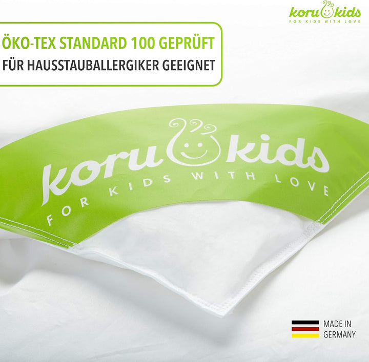 Koru Kids® Kinder Daunendecke 100x135 cm – 90% Daunen / 10% Federn – Ganzjahres Kinderbettdecke – al