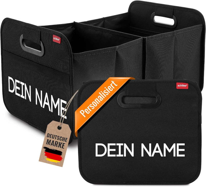 achilles Auto Faltbox mit Name, Kofferraumtasche personalisierbar, Kofferraum-Organizer, Autotasche,