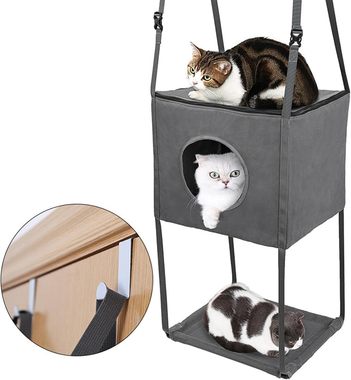Türhängender Katzenbaum, Katzenkletterbaum, Türmontage, Kletterkatzen, Wand-Katzenhängematte für den