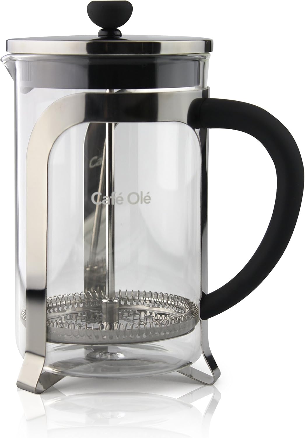 Café Ole Olé Grunwerg MODE Kaffeebereiter aus Glas – 800 ML, 6 Mokkatassen / Demitasse KM-08C Chrom