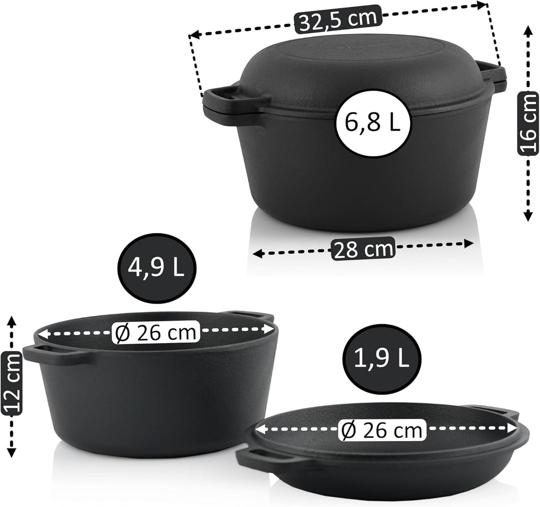 BBQ-Toro Kazan aus Gusseisen | 6,7 Liter | Topf aus Gusseisen Kazan | bereits verbrannt