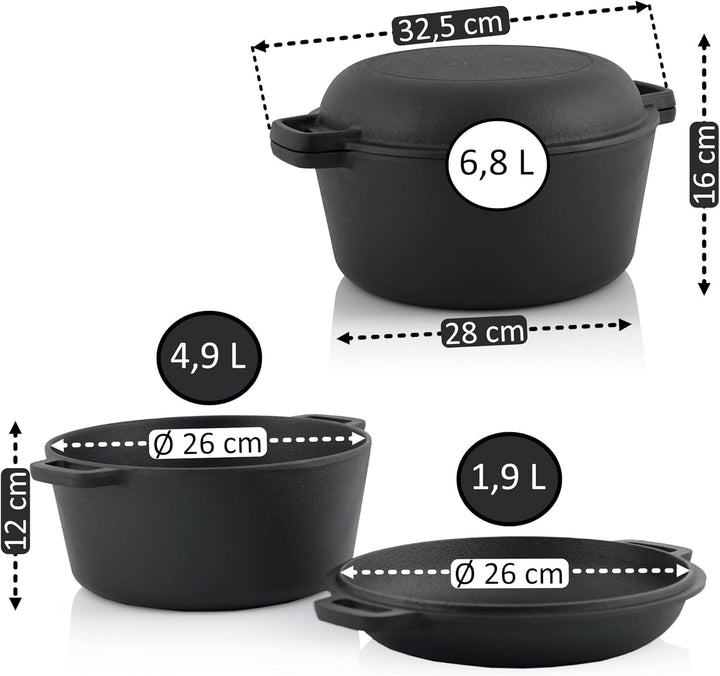 BBQ-Toro Kazan aus Gusseisen | 6,7 Liter | Topf aus Gusseisen Kazan | bereits verbrannt