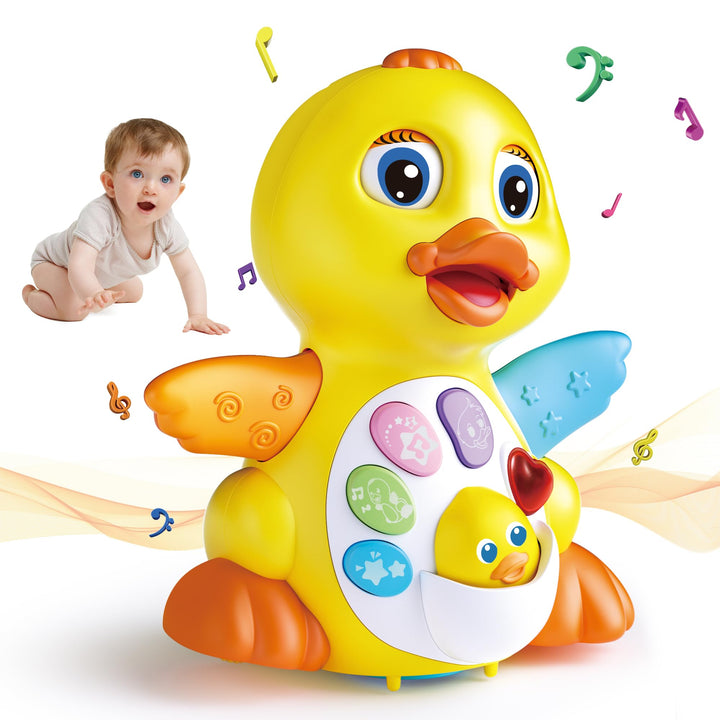 MOONTOY Musik Kinderspielzeug ab 1Jahr Mädchen Junge,Ente Baby Spielzeug 6 10 12 Monate mit Musik un