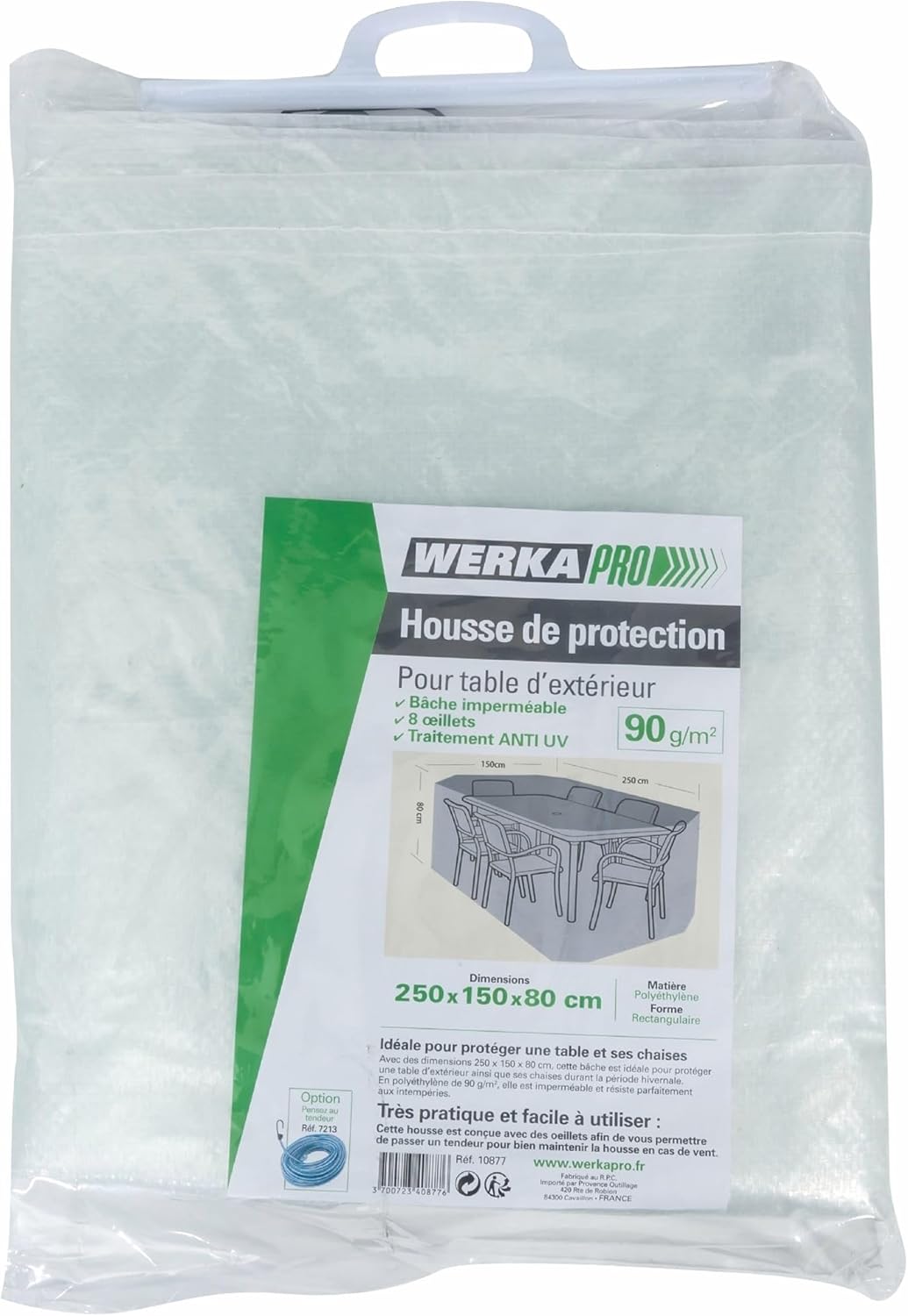 Werkapro 10877 – Tischbezug – 250 x 150 x 80 cm – transparent – wasserdicht – verrottungsfest – UV-b