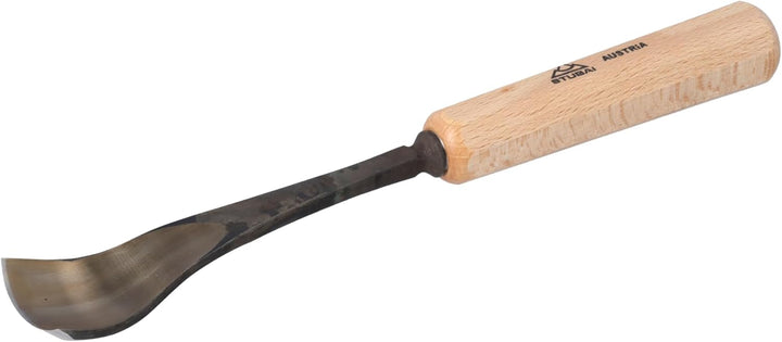 STUBAI Stemmeisen Stechbeitel Serie 52 - Form 28 | Gekröpftes Hohleisen 40 mm, mit Holzgriff, für Fi