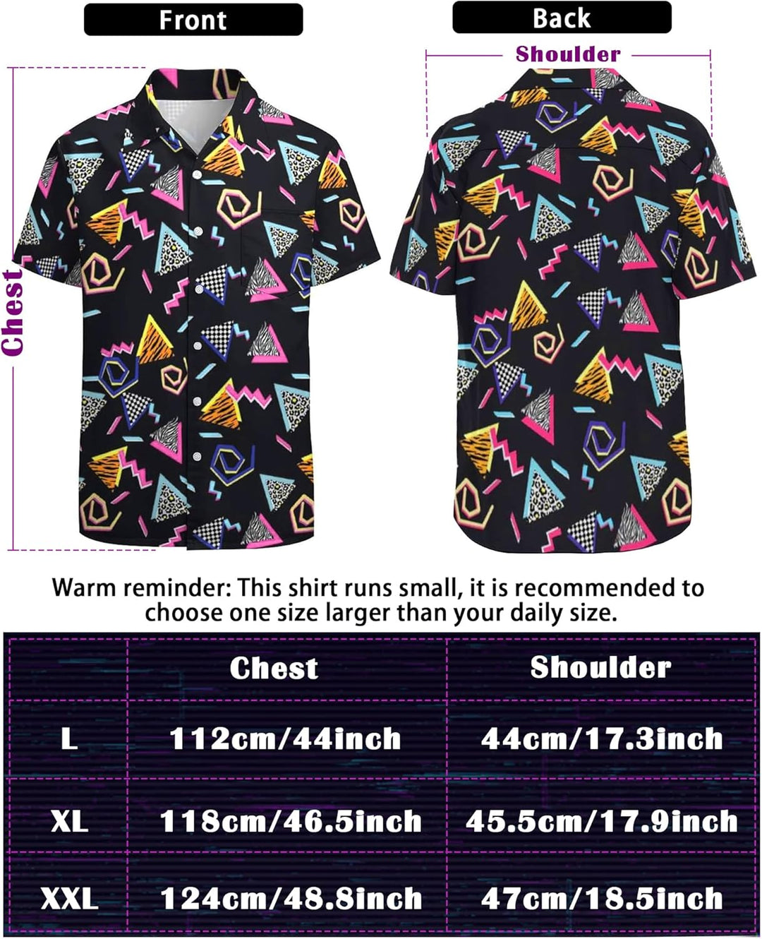 BIQIQI 80er Jahre Outfit Herren 80er Jahre Kleidung Set Rapper Zubehör mit Eimer Hut Gläser Hemd Bau