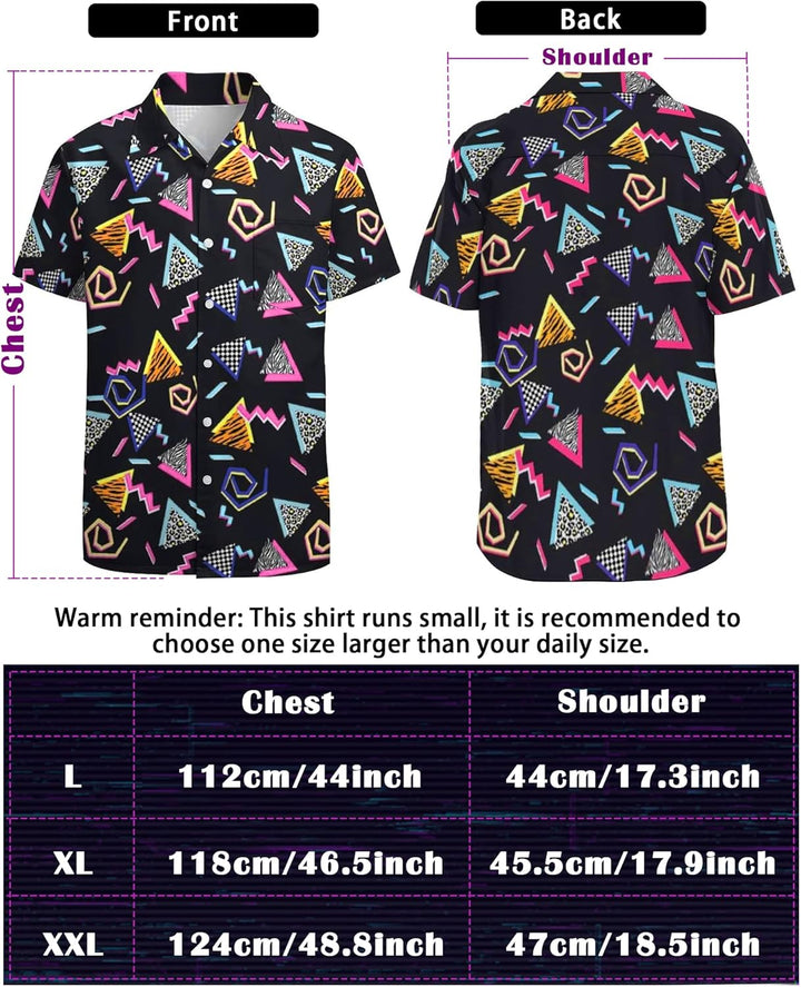 BIQIQI 80er Jahre Outfit Herren 80er Jahre Kleidung Set Rapper Zubehör mit Eimer Hut Gläser Hemd Bau