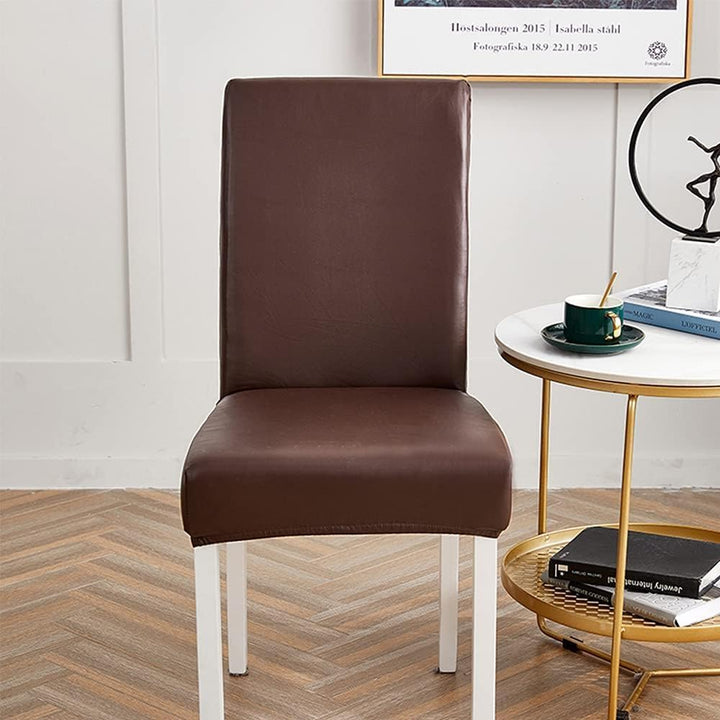 Stuhlhussen 6er/4er PU Leder Stuhlbezug wasserdichte Stretch Esszimmer Stuhlüberzug Stretch Stuhl Hu
