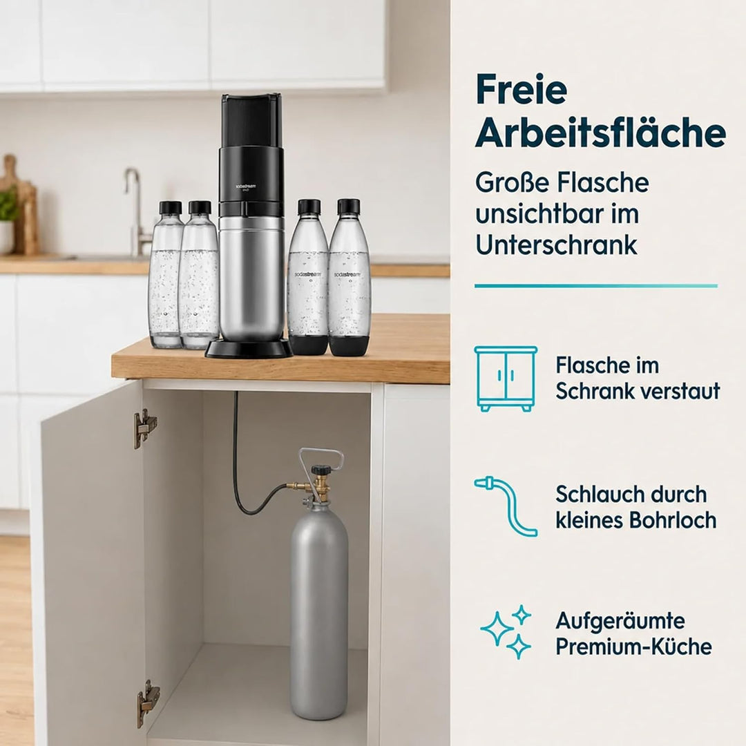 Wassersprudler Duo Spar-Set inkl. Premium-Gerät mit Glaskaraffe, 2 kg CO2-Mehrwegflasche und TÜV-gep