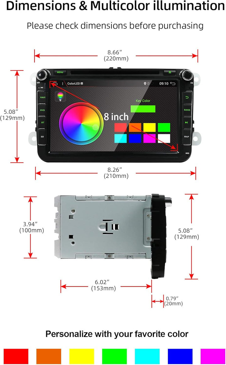 JOYX Autoradio Android 10 Passt für VW Passat/Golf/Skoda/Seat -【2G+32G】- Rückfahrkamera Canbus KOSTE
