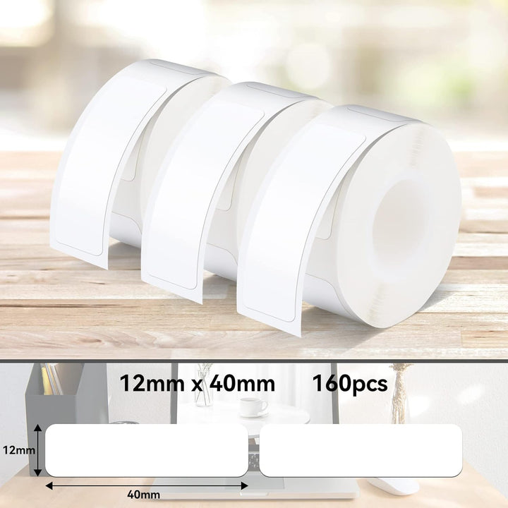 Pristar P15 Labels, 3 Rollen 12 mm * 40 mm Selbstklebendes Thermoband Etiketten, Kompatibel mit P15