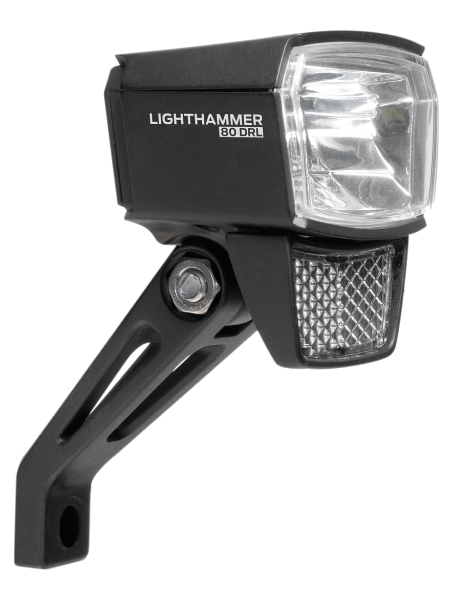TRELOCK LS 835-T Lighthammer 80 Lux Dynamo Fahrradlicht – Tagfahrlicht-Modus – Inklusive Gabelhalter