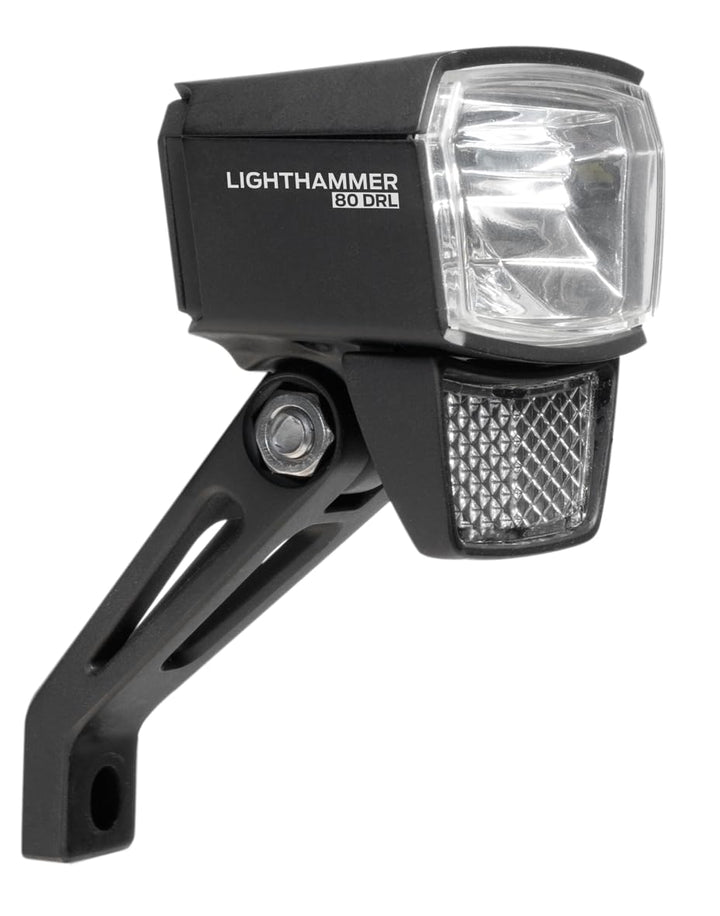 TRELOCK LS 835-T Lighthammer 80 Lux Dynamo Fahrradlicht – Tagfahrlicht-Modus – Inklusive Gabelhalter