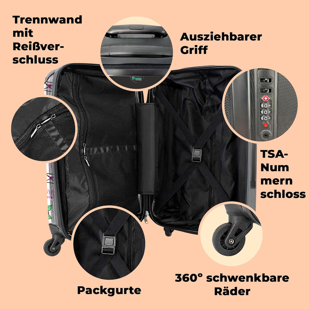 NoBoringSuitcases.com® Kindertrolley Mädchen Reisekoffer mit Rollen Carry on Luggage Koffer Kinder -