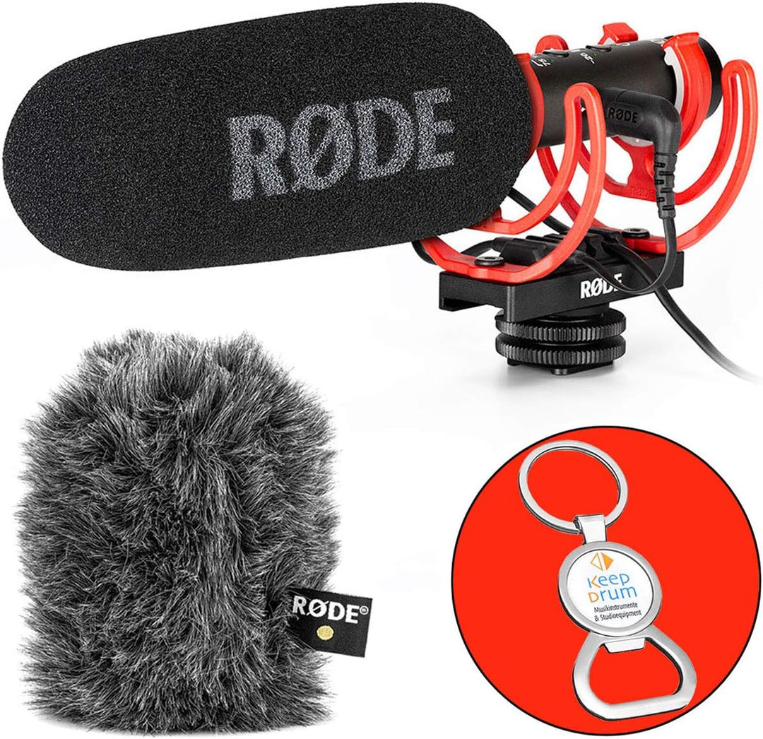 Rode Videomic NTG Kamera-Mikrofon + WS11 Fell-Windschutz + keepdrum Flaschenöffner