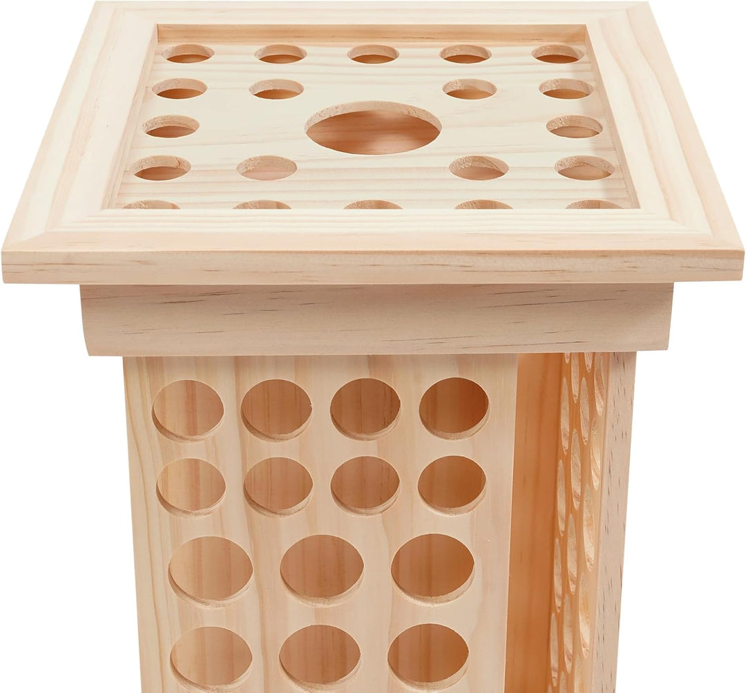 Drehbarer Ätherisches Öl Display Ständer, Aufbewahrungsbox aus Holz mit 125 Löcher 4 Seiten, Nagella