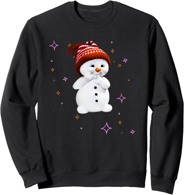 Netter Schneemann mit Schneeflockengeschenk für Weihnachten Sweatshirt