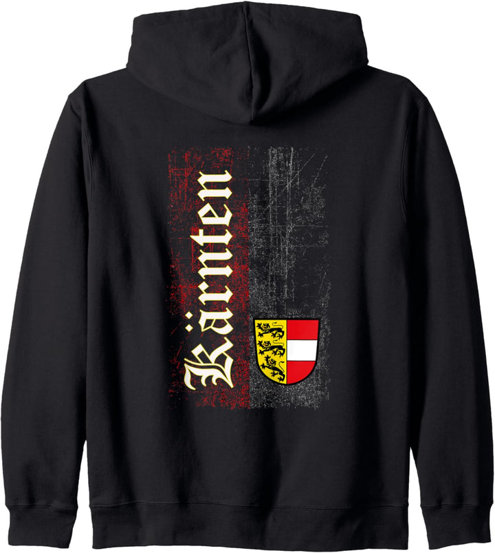 Kärnten T-Shirt mit Wappen im Retro Look. Kärntner Kapuzenjacke