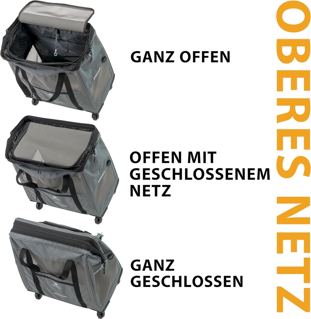 Ferplast Hundebox Voyager Trolley, Transportbox Katze, Hundetasche, ausziehbarer Griff, verstellbare