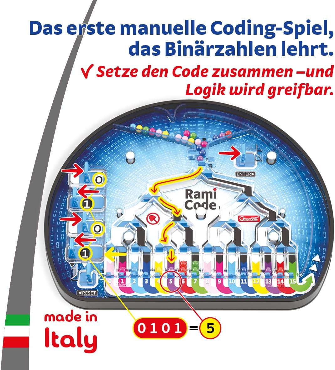 Quercetti 1015 Quercetti-1015 Rami Educational Binary Code Game-STEM Toy, Multi-Colore