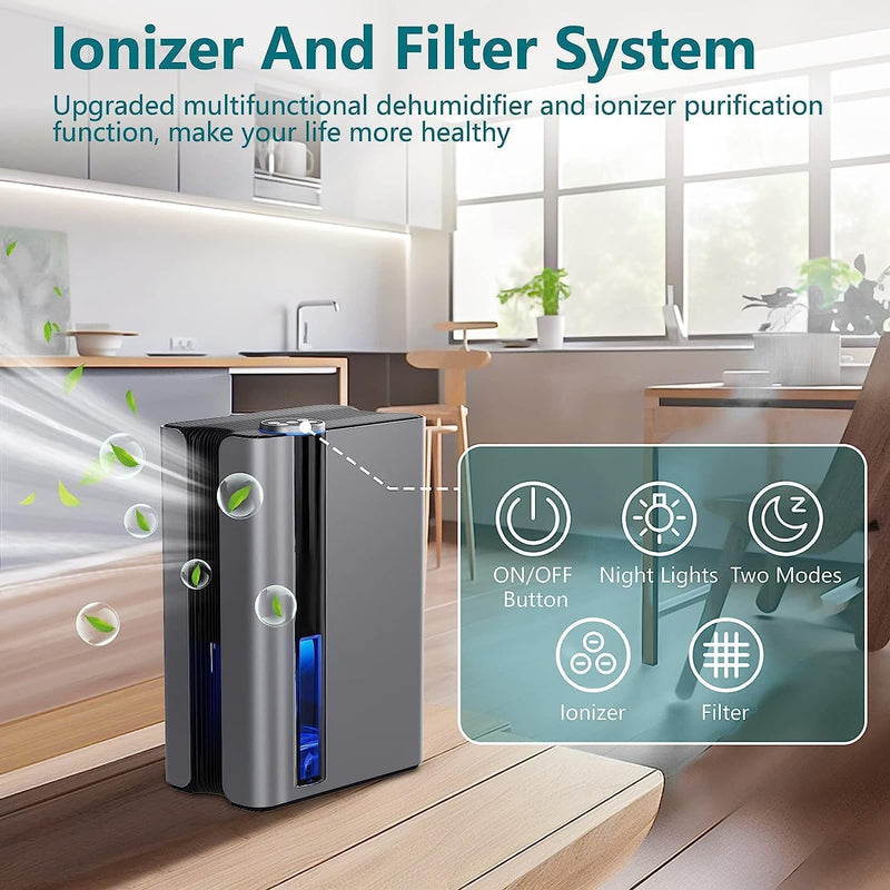 Luftentfeuchter Elektrisch, UZIMOO 2500ml Luftentfeuchter für Zuhause, Tragbarer Raumentfeuchter Ext