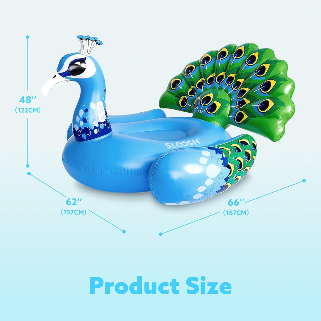 JOYIN Riesiger Aufblasbarer Pfau Pool Floss, Luxus Schwimmring & Pool Lounge für Erwachsene und Kind