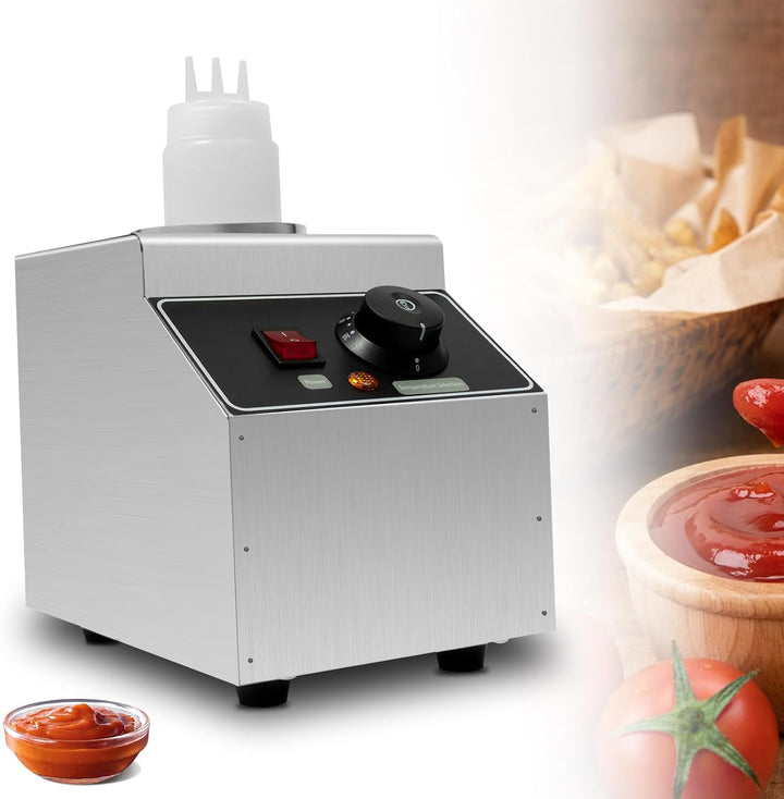 Elektrischer Saucewärmer Käsewärmer Edelstahlspender mit 0,15 Gal Flasche, 80W, 220V, für Restaurant