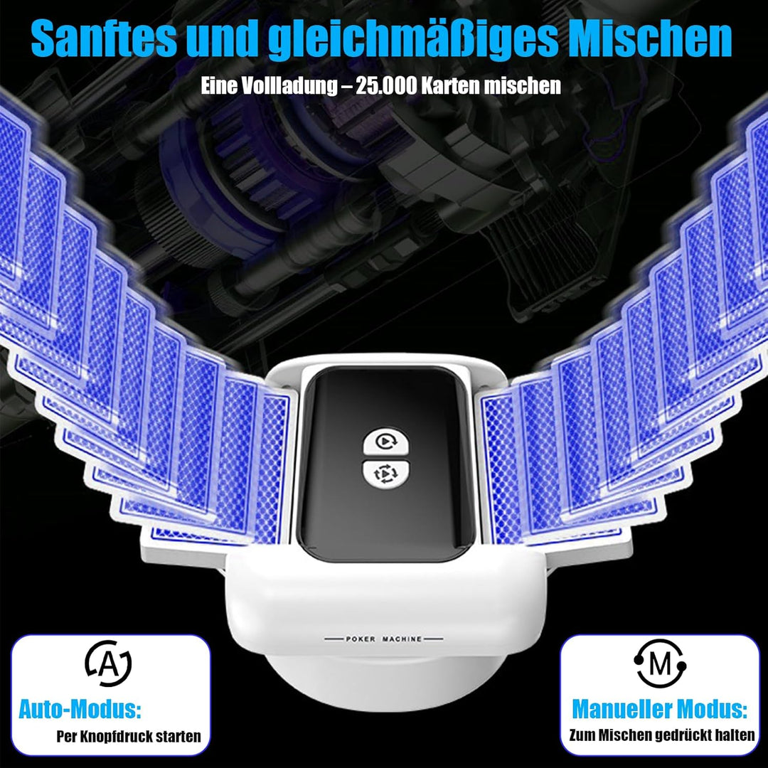 Flüsterleiser Automatischer Kartenmischmaschine, Kartenmischer, mit 2600mAh Akku & Dual-Mode-Mischsy