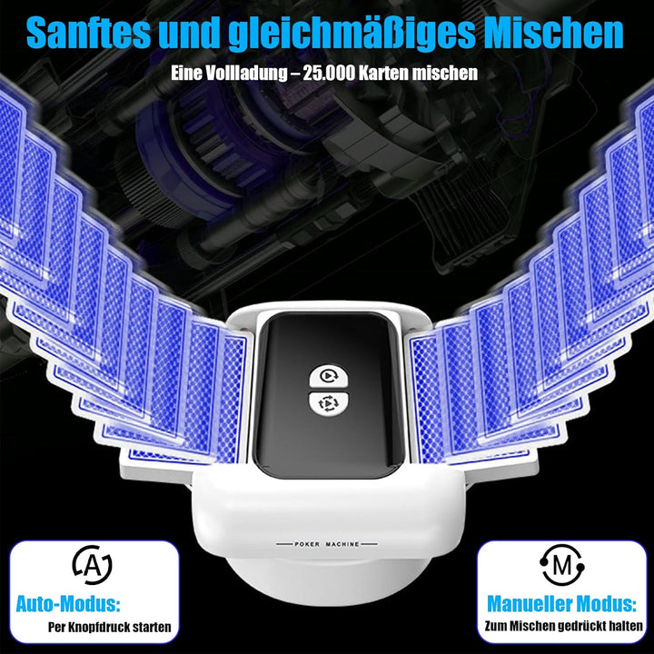 Flüsterleiser Automatischer Kartenmischmaschine, Kartenmischer, mit 2600mAh Akku & Dual-Mode-Mischsy