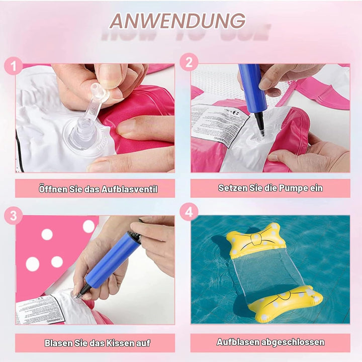 Aufblasbare Wasserhängematte, Wasserhängematte Luftmatratze Pool, 4 in1 Wasser Hängematte Loungesess