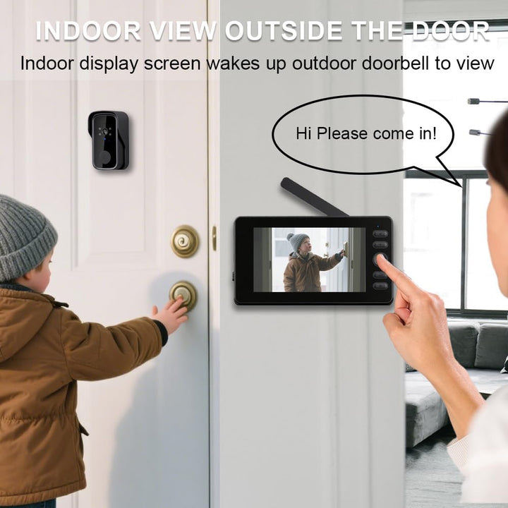 Video Türklingel mit 1080P Kamera Drahtloses Videotelefon mit 4.3 Zoll Ips-Bildschirm Kabellose Vide