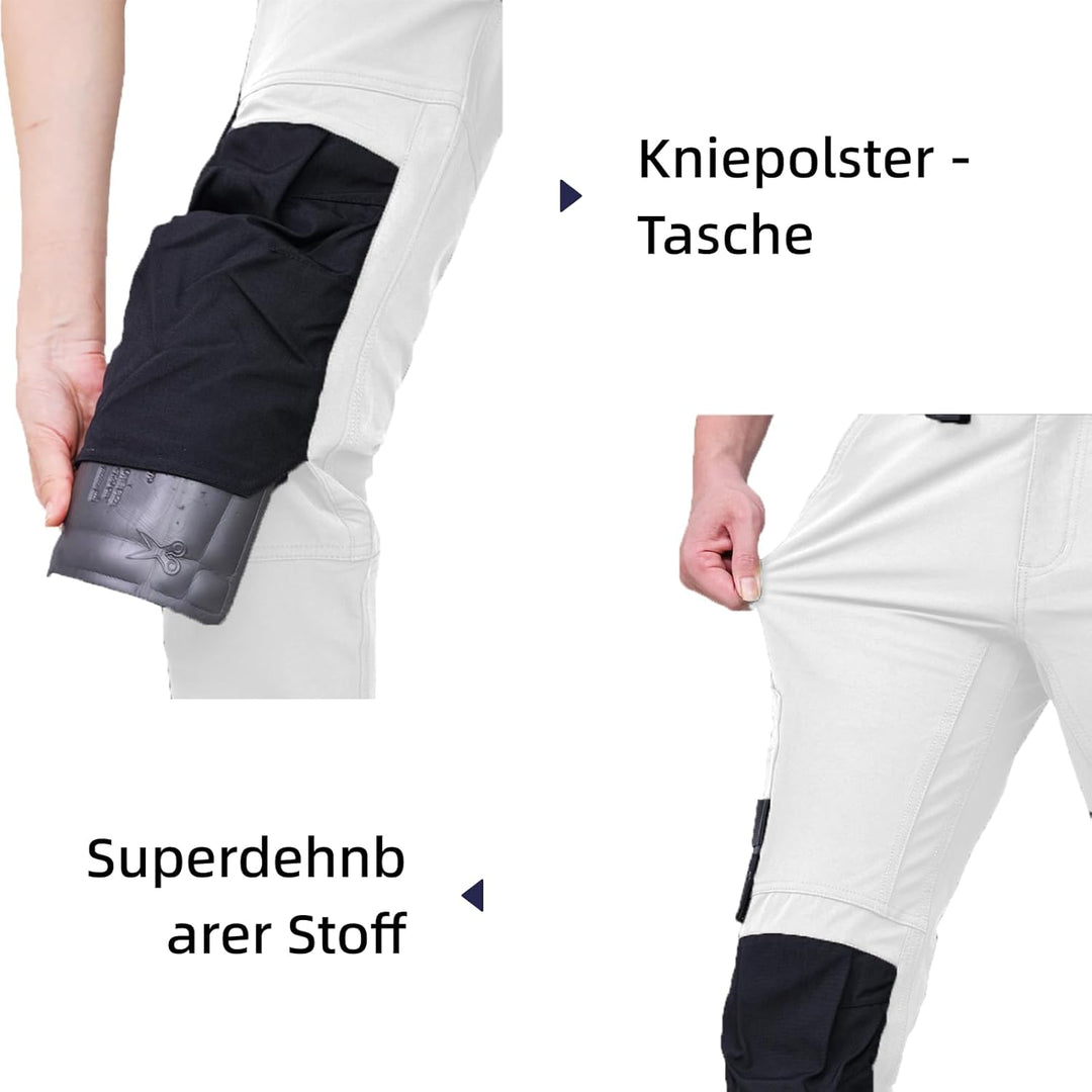 WORK IDEA Damen Slim-Fit Stretch Arbeitshose: Kritische Stoffbereiche aus Cordura – strapazierfähige