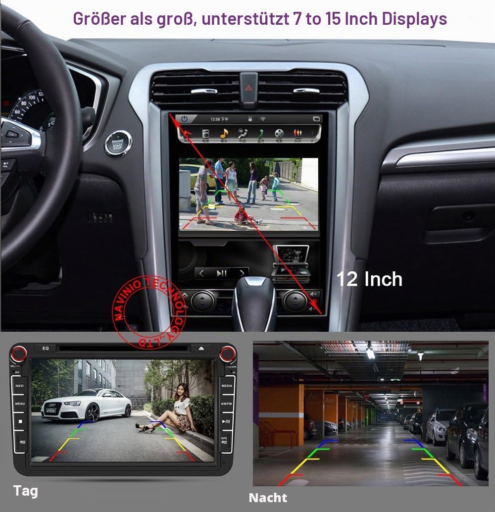 Dual Rückfahrkamera mit 3. Bremsleuchte, Doppel Linsen Rickfahrkamera für Nissan NV400 X62 X62B/Opel