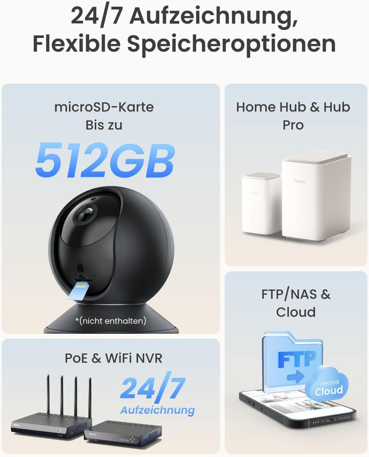 Reolink WLAN Überwachungskamera Innen 4MP, Schwenkbare IP-Kamera Indoor für Babys, Haustier Kameramo