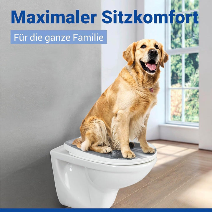 WENKO WC Sitz Mod. Biban, Toilettendeckel mit Absenkautomatik, Relief-Druck und Otter-Motiv, hohe Be