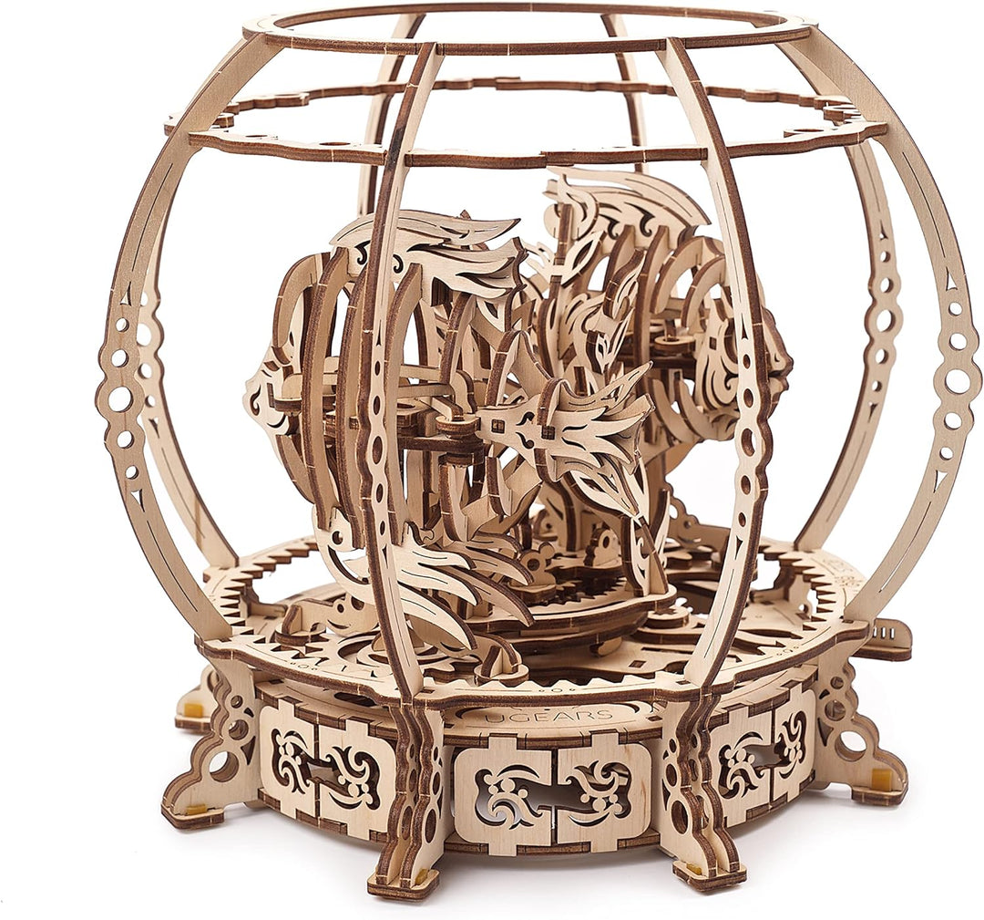 UGEARS Mechanisches 3D-Aquarium-Puzzle – Vatertagsgeschenk, dekoratives Aquarium-Holzpuzzle mit Fede