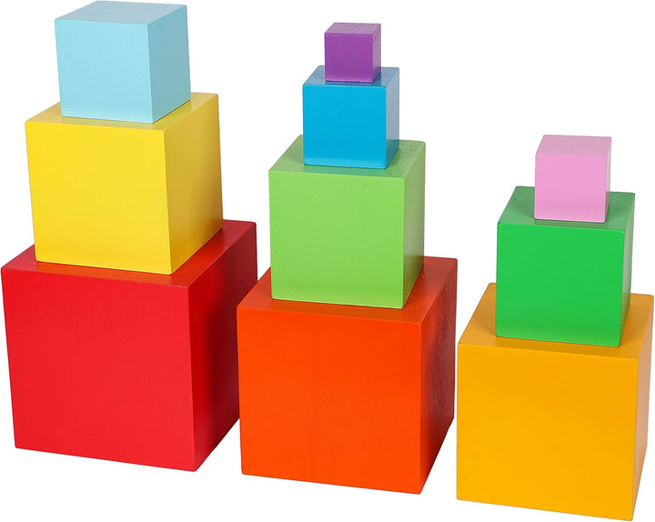 Toys of Wood Oxford Holzstapelbox Regenbogen-Farben-Nesting und Sorting Cups Blöcke für Kleinkinder-