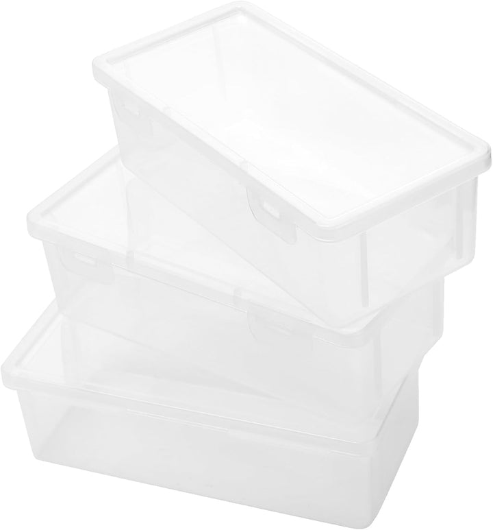 8 Stück Kunststoff Stiftebox Organizer mit Deckel, 19 x 9 x 6 cm Stapelbar Stifteboxen, Transparente