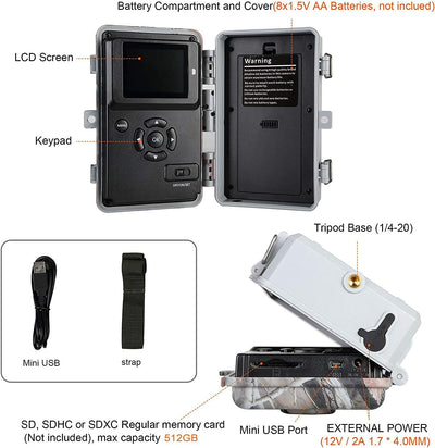 BlazeVideo WildKamera Beutekamera Nachtsichtkamera mit 32MP Foto 1296P HD-Video, 36-Stück LED Invisi
