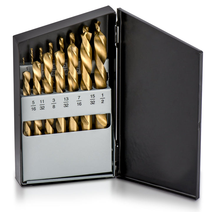 Neiko 10037 eine Linke Hand Bohrer Set, 15 Stück | M2 HSS mit Titan-Nitrid Beschichtung | SAE (1/40,