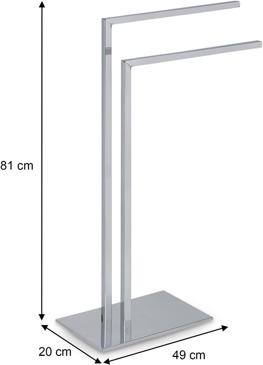 Handtuchhalter Andrew Freistehend, Chrome, aus hochwertigem Metall, mit 2 Armen & sicherem Stand. Id