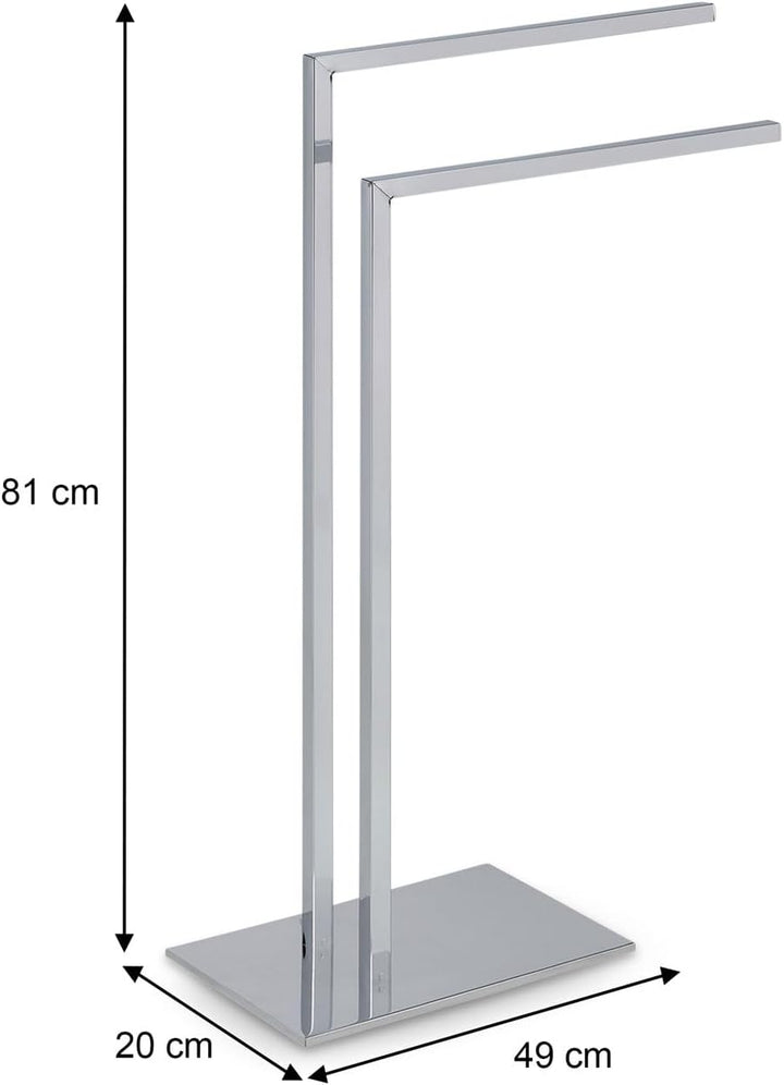 Handtuchhalter Andrew Freistehend, Chrome, aus hochwertigem Metall, mit 2 Armen & sicherem Stand. Id