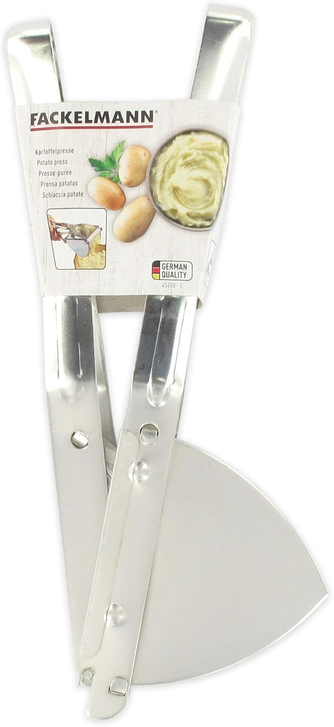 Fackelmann 45450 Kartoffelpresse, (Farbe: Silber), Menge: 1 Stück & Spätzlereibe mit Teigschaber, Sp